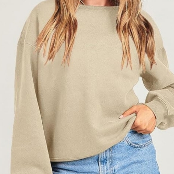 Caracilia Women's Light Brown Oversized Crewneck Sweatshirts NWT Size XS - Picture 7 of 11